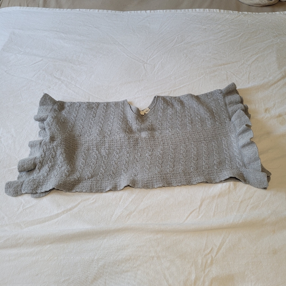 Anthropologie Moth Wool Alpaca Blend Cropped Sweater Size Small Gray Cable Knit